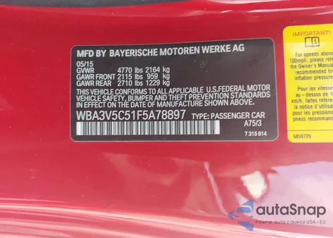 2015 BMW 428I I из США, поврежденный, VIN WBA3V5C51F5A78897